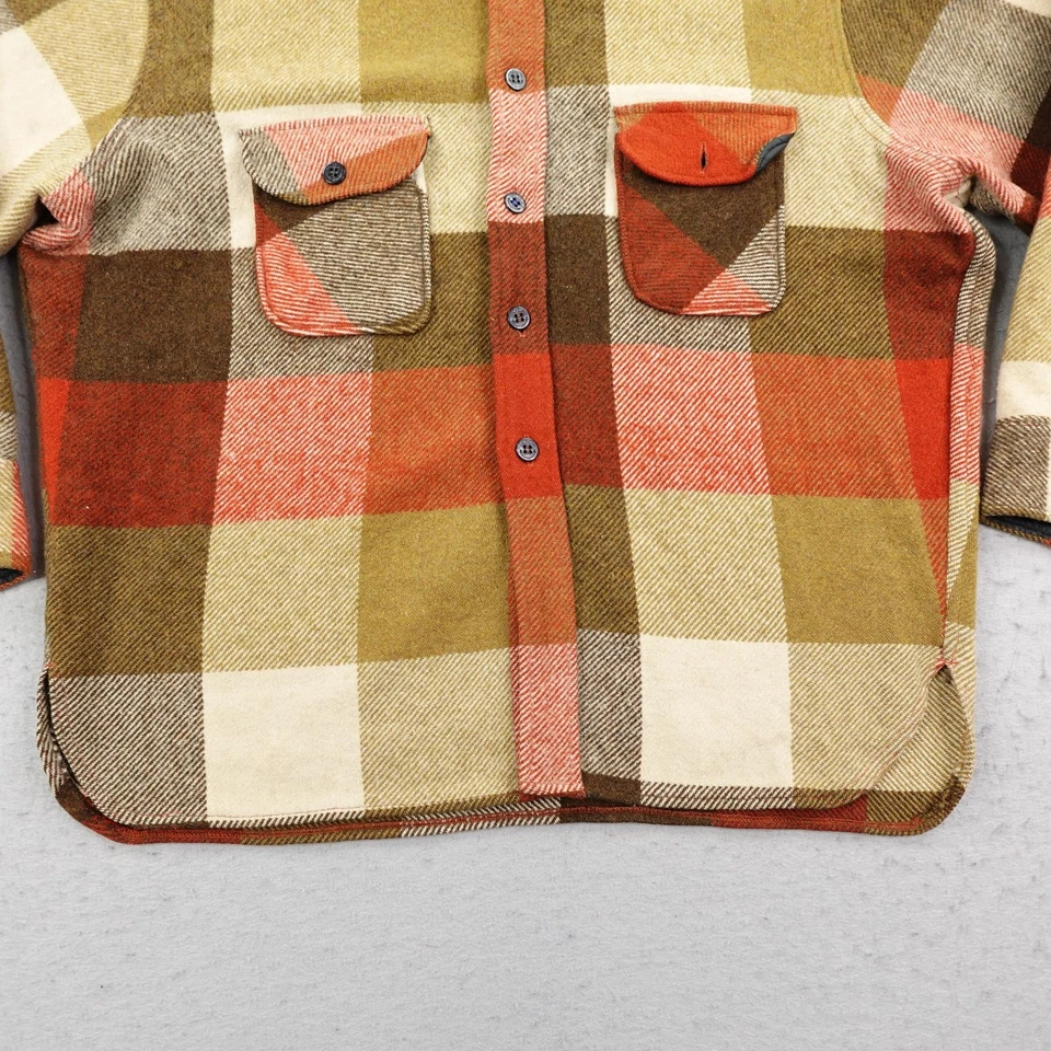 Vintage Towncraft Penneys Jacket Mens XL Orange Plaid Wool Cruiser Shacket 60s - Image 3 of 4