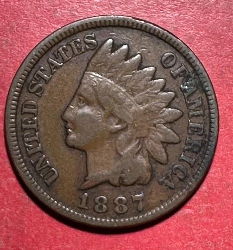 1887 US Indian Head Cent! FINE/VF! Old US Coin!