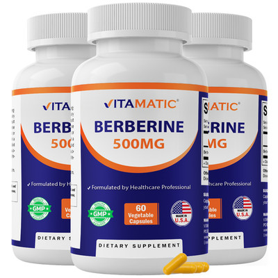 3 Pack- Vitamatic Berberine Supplement 500mg - 60 Vegetable Capsules
