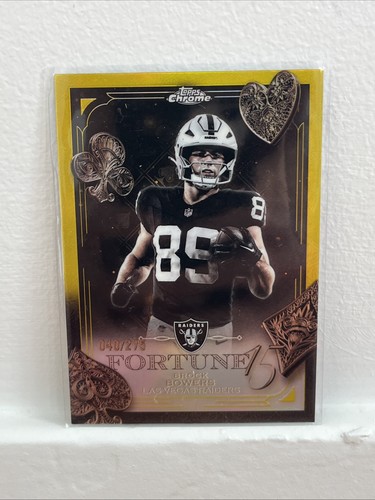 2025 Topps Chrome Brock Bowers Fortune 15 Yellow Refractor #/275 Raiders