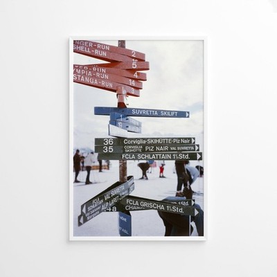 Slim Aarons Poster | Signpost in St. Moritz Vintage Photo Print | Museum Quality