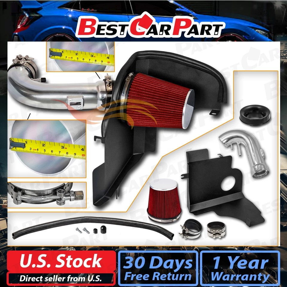 BCP RED 2011-2014 Ford Mustang GT 5.0 V8 Heat Shield Air Intake Kit - Image 2 of 4