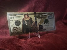 24k Gold Foil Plated Jar Jar Binks Banknote Star Wars Collectible