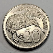 1982 New Zealand 20 Cents - Copper Nickel Coin - World Coin - Kiwi
