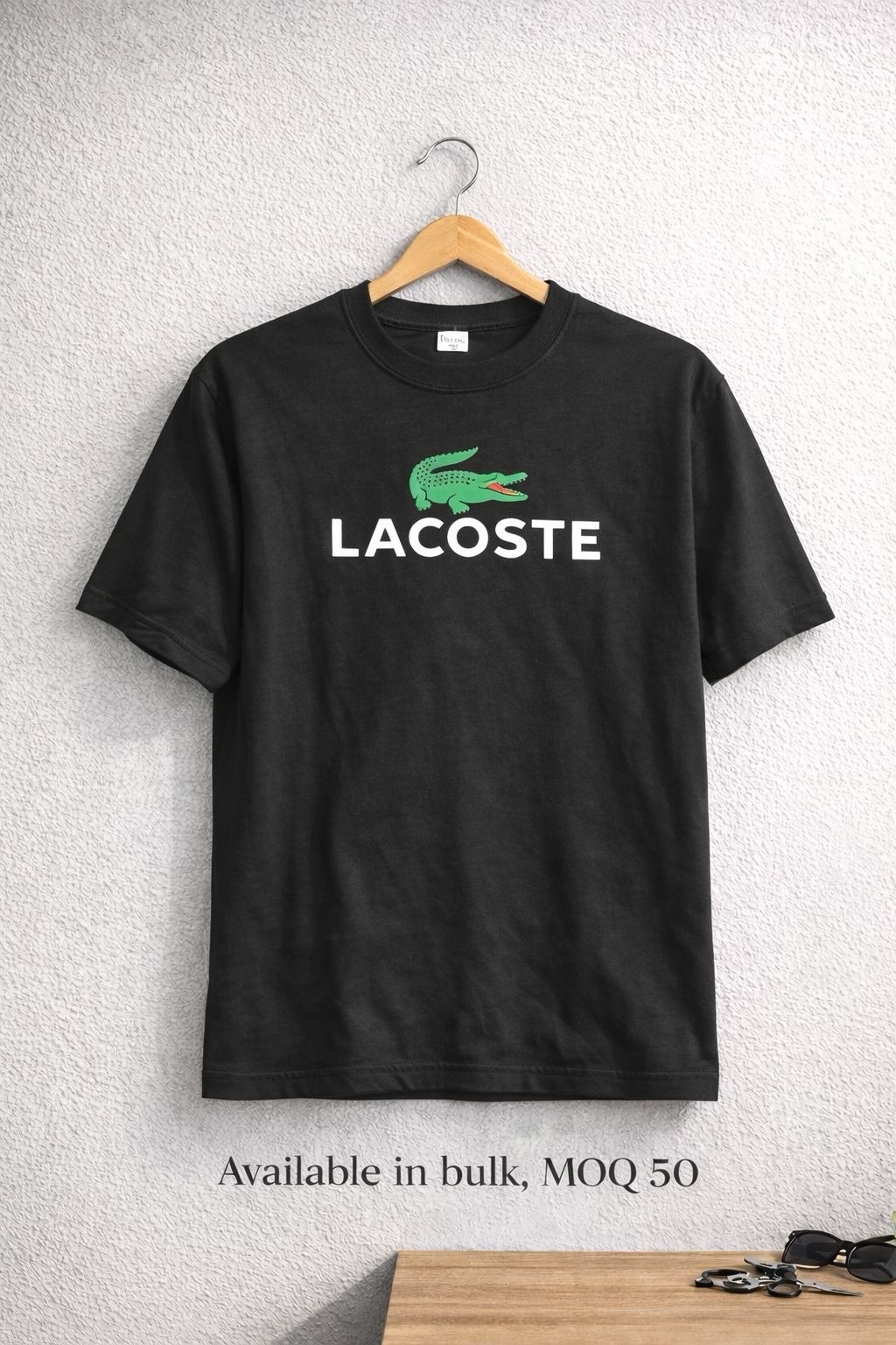 Lacoste Black Cotton Logo Jersey Men's Regular Fit Short Sleeve T-Shirt