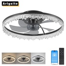 20'' Ceiling Fan with Light Crystal Design Flush Mount Remote APP Control Kit