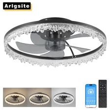 20'' Ceiling Fan with Light Crystal Design Flush Mount Remote & APP Control Kit