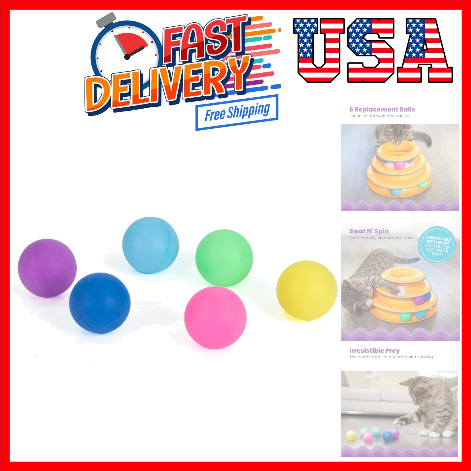 Replacement Balls for Cat Track Toys, Multiple Colors, 6 Pac