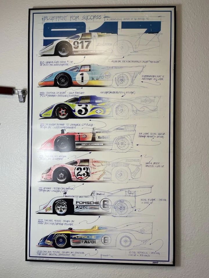 Raro póster Porsche 917 plano para el éxito de colección Foto 2 de 4