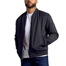 True Classic Men's Full Zip Aviator Bomber Jacket Black S, M