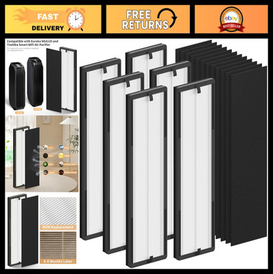 6 Pack True HEPA Replacement Filters for Eureka Air Purifiers + 12 Activated Car
