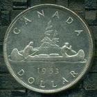 1953 NSF QEII Silver Dollar, High Grade, Gloss Original Lustre  T5
