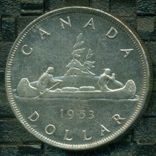 1953 NSF QEII Silver Dollar, High Grade, Gloss Original Lustre  T5