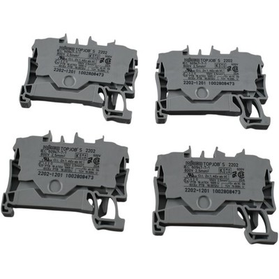 NEW Lot of 4 Wago 2202-1201 TOPJOB S 2-Conductor Terminal Block 800V 24A Gray