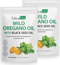 2 Pack Oil Of Oregano Softgels With Black Seed Oil 6,000MG Free fast shipment