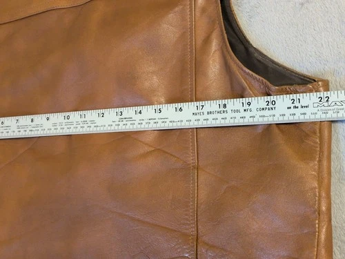 Vtg Rancher Leather Yoke Vest Schott XL USA Distressed Cowboy Cut MC Motorcycle image 10