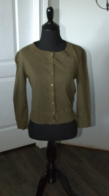 Three Dots Women's Olive Green Waist Knit Cardigan size Medium