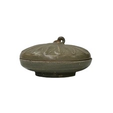 Chinese Celadon Tan Olive Glaze Pattern Ceramic Bowl Display ws4775