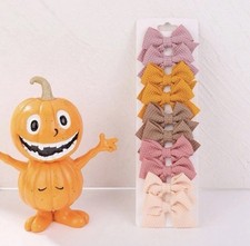 10Pcs/Set New Cute Solid Ribbon Bowknot Hair Clips for Baby Girls Handmade Bows