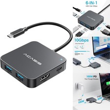6-in-1 USB C Hub: 4K HDMI, Multiple Ports, 100W Charging - Perfect for Laptops