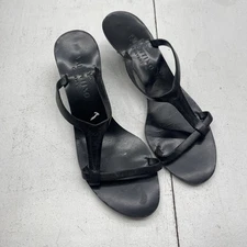 Valentino Garavani Black Strapy Slip On Engraved Kitten Heel Women's Size 40.5