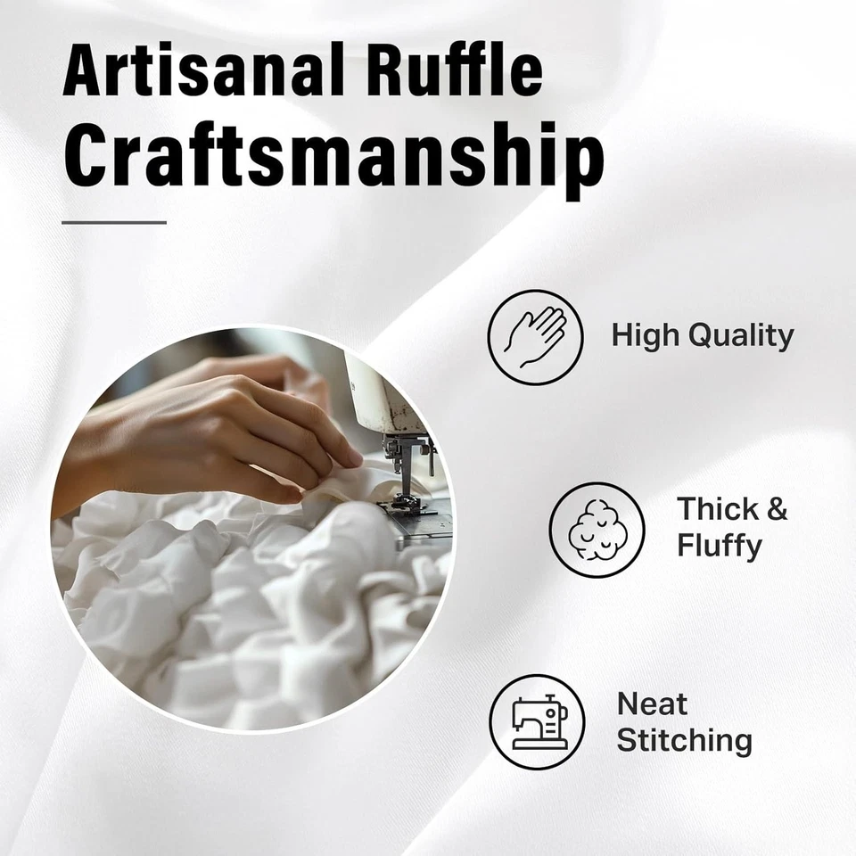 Gorgeous Fabric Rosette Shower Curtain Elegant White Ruched Clean Anthropologie - Image 3 of 4