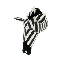 FIONA WALKER England Felt Zebra Animal Head Wall Mount Nursery Safari Decor NWT