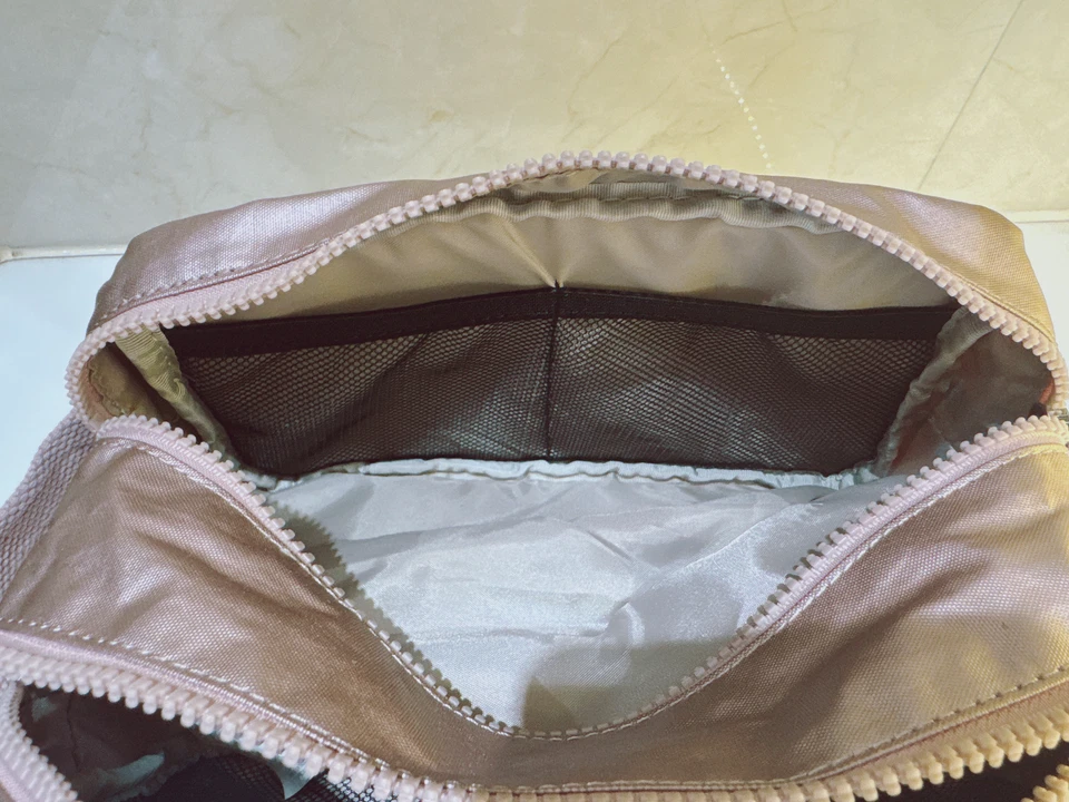 NEW Kipling Amalfi Toiletry Bag Handle Large Cosmetic Case Metallic ROSE PINK - Image 3 of 4