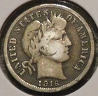 Silver Dime - Barber - 1916-S (Partial Liberty.  Issues.) [240]