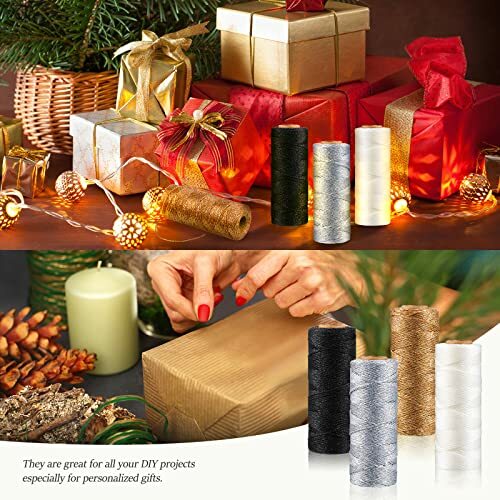 4 Rolls Metallic Bakers Twine 110 Yards Christmas Decorative Wrapping String - Picture 5 of 8