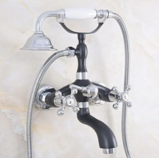 Black  Silver Brass Bath Claw foot Tub Faucet / Filler With Hand Shower sna601