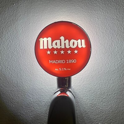 Nagelneues Mahou Bier Abzeichen! Mahou Bierglas! Mahou Pump Badge! Froschaugenlinse