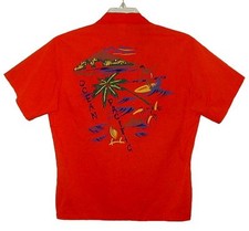 Sz M Vin 80's OCEAN PACIFIC OP Hawaiian Aloha Surfer Shirt Orange Cotton Faded