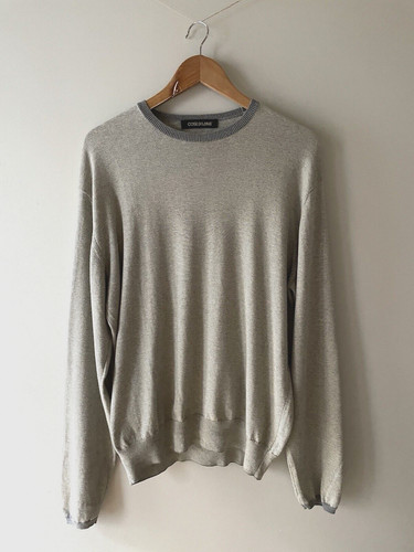 Cose Di Lana Knitted Jumper Grey 100% Cotton Size L Large Made in Italy (62)