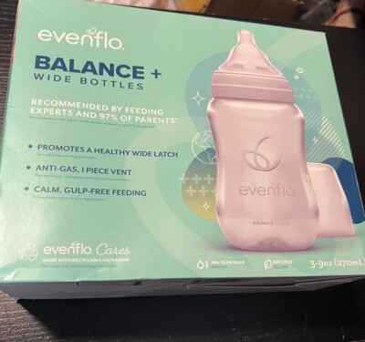 NEW, Fit For Evenflo Balance+ Wide Neck BPA-Free Baby Bottles, 9oz 3-Pk 