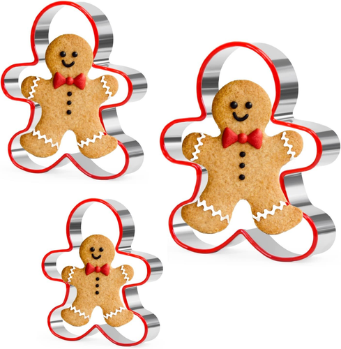 3 Pack Gingerbread Man Cookie Cutters Set Biscuit Cutter Christmas Decorations