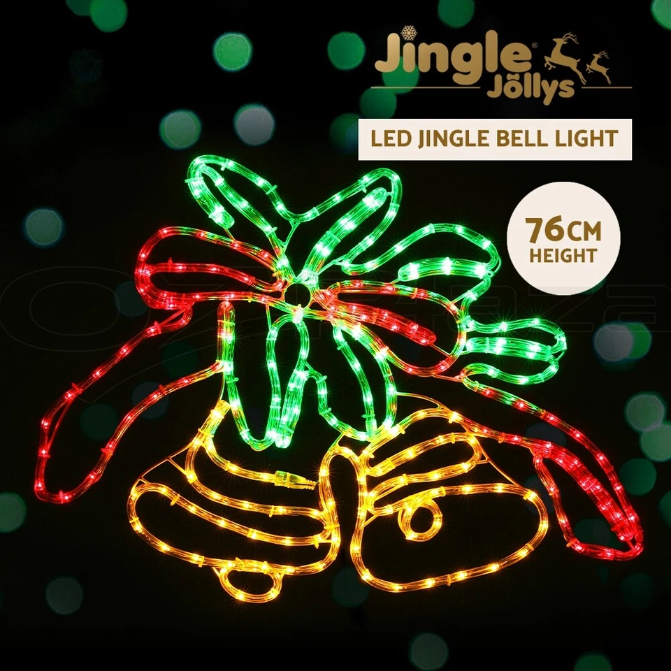 Jingle Jollys Christmas Lights Motif String LED Bell Snow Star Spin Decoration