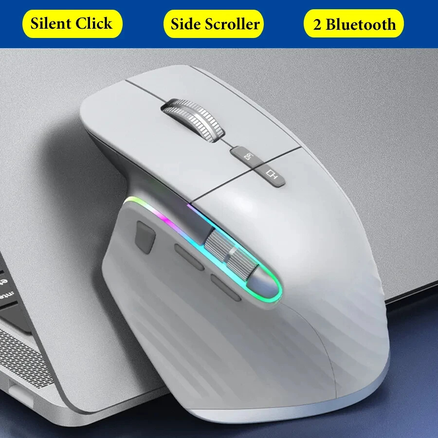 Wireless Bluetooth 2.4G Tri-Mode Ergonomic Mute Gaming Mouse-image
