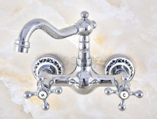 New Chrome Brass Wall Mount Bar Kitchen Bathroom Swivel Spout Faucet Tap snf579