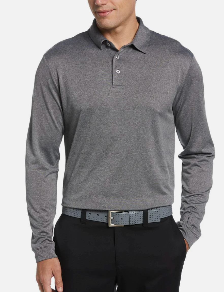 НОВОЕ мужское тренировочное гольф-поло W TAGS PGA Tour в цвете Black Lava Heather Sz L 9190₽