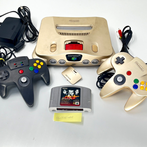 Système de console de jeu Nintendo n64 gold avec extension RAM, 2... - Photo 1/14