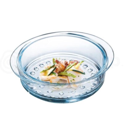 Pyrex Dämpfeinsatz aus Borsilikat 24 cm, Glaseinsatz für Dampftopf Dämpfkorb