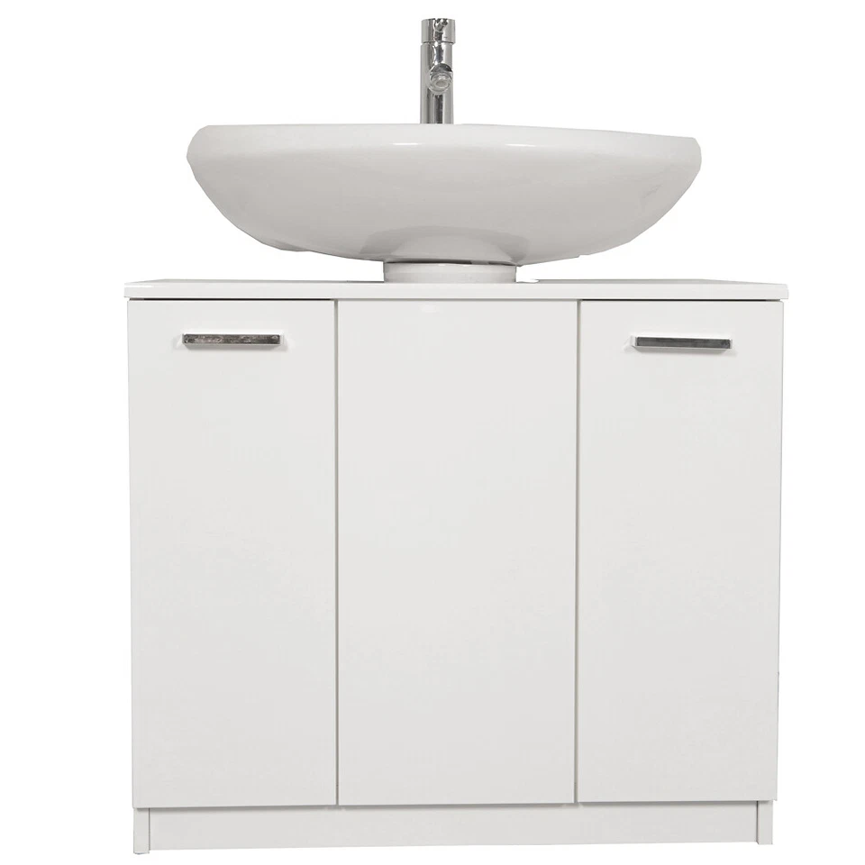 Mobile Bagno da Arredo Copricolonna Universale Sottolavabo 70 cm Bianco Lucido - Immagine 2 di 3
