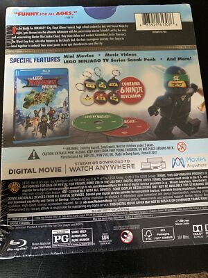The Lego Ninjago Movie With 6 Bonus Keychains Sealed (Blu-ray +