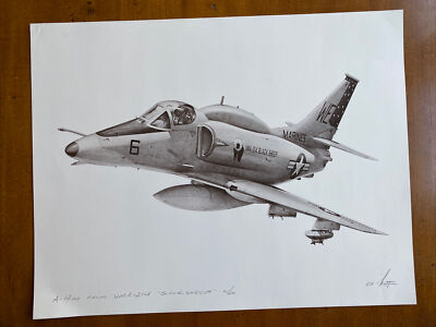 USMC A-4M Skyhawk Attack Jet VMA-214 Black Sheep Limited Edition Signed Wilcox