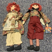 Vintage Original 26 Raggedy Ann Andy Dolls Holding Top, Book Bear Good Cons