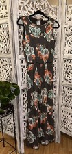 Women  s Grey Floral Jumpsuit With Pockets Medium