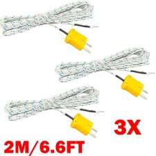 3x K-Type Mini-Connector Thermocouple Temperature Probe Sensor 2M/6.6Ft Cable US