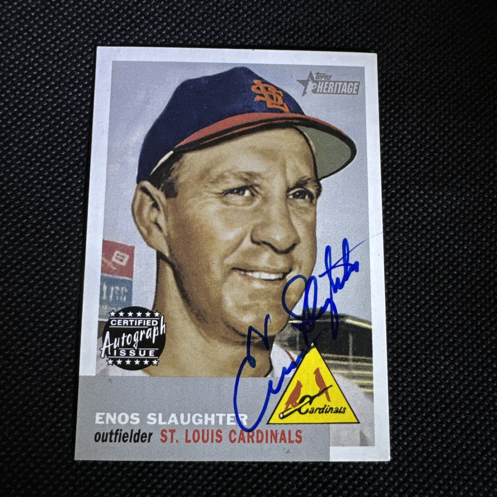 2002 Topps Heritage Real One Auto : Enos Slaughter : RO-ES : Blue Ink