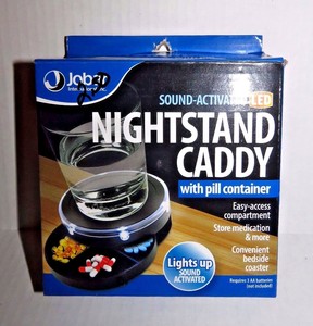 Nightstand Caddy Pill Box Sound Activated Led Light Lighted Holder Container Bed Ebay
